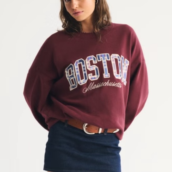 A&F Boston Plaid Sunday Crewneck Sweatshirt - Picture 2 of 12